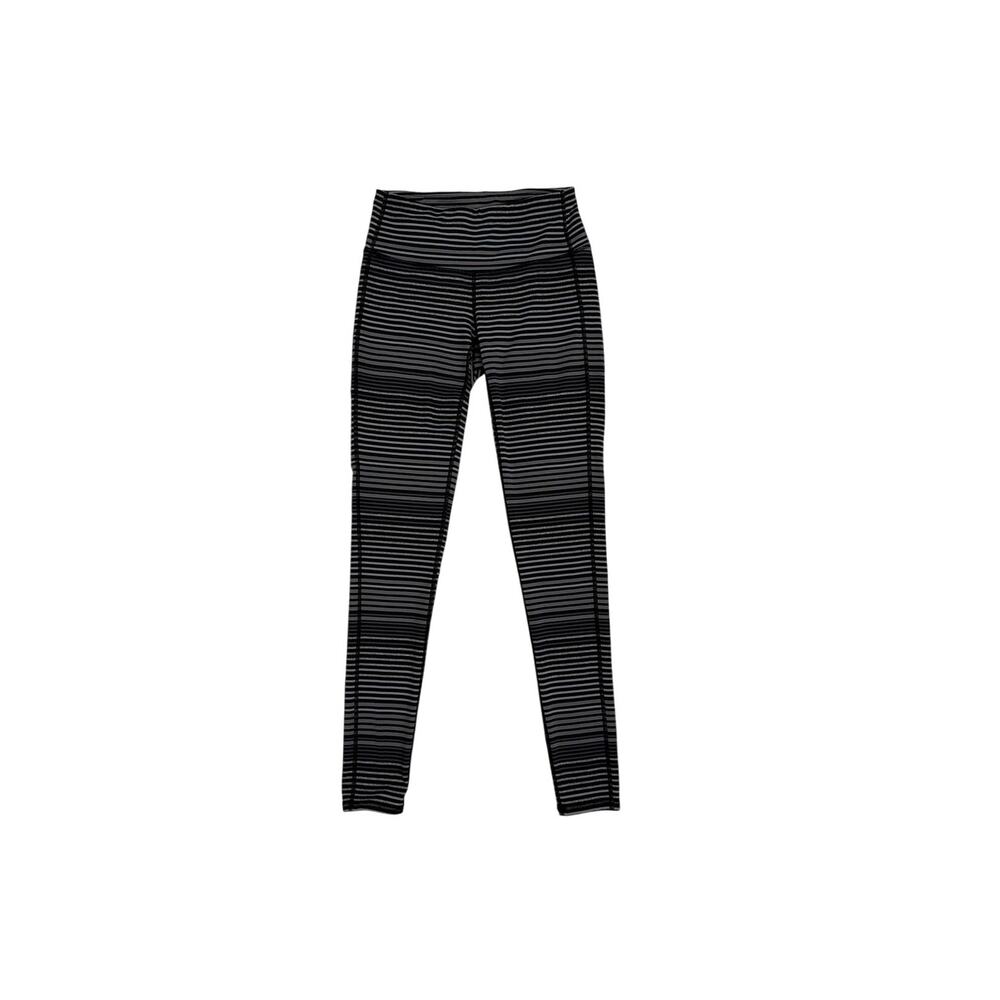Athleta Elation Athleisure Pants Black Gray Stripe Activewear Leggings Size XS